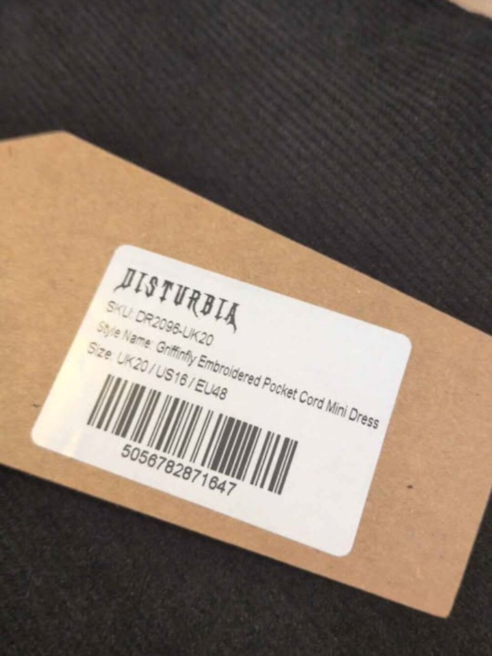 Disturbia Black Corduroy Pinafore Dress Embroidered Pockets size us 16 new - Picture 2 of 6